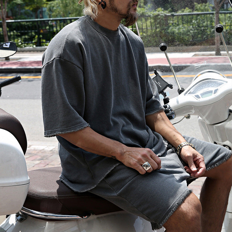 Herren Freizeitanzug mit Shorts, einfarbig, zweiteilig
