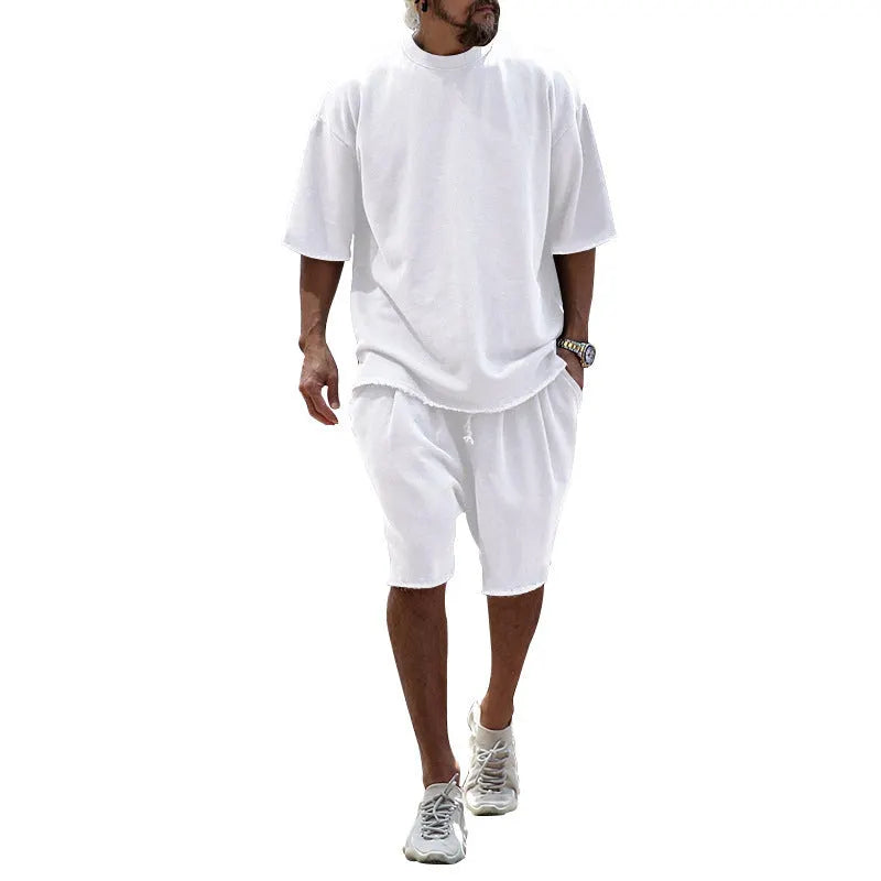 Herren Freizeitanzug mit Shorts, einfarbig, zweiteilig