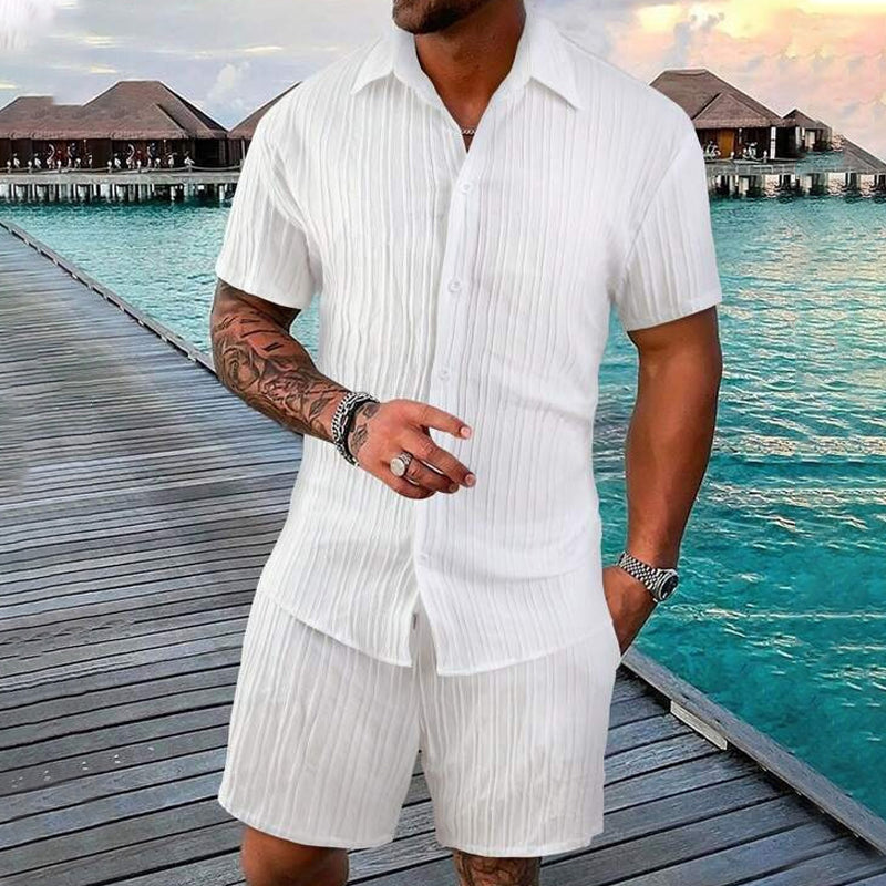 Herren-Freizeitset – Hemd mit Ärmeln & Shorts, locker und bequem für Strand und Freizeit 👕👖