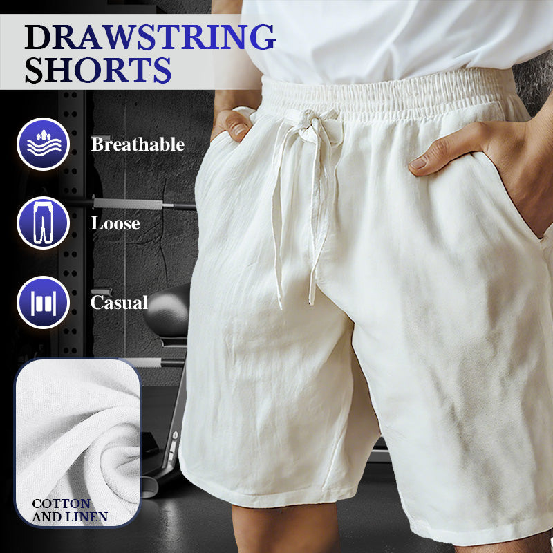 Herren-Shorts aus Baumwollleinen mit elastischem Kordelzug