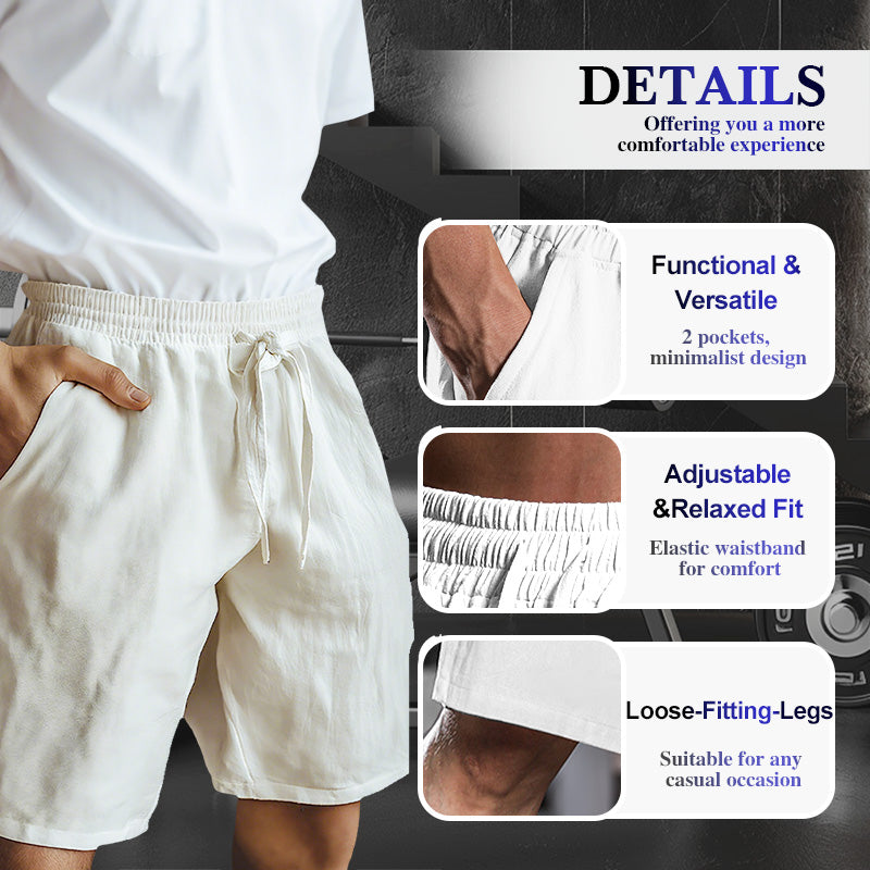 Herren-Shorts aus Baumwollleinen mit elastischem Kordelzug