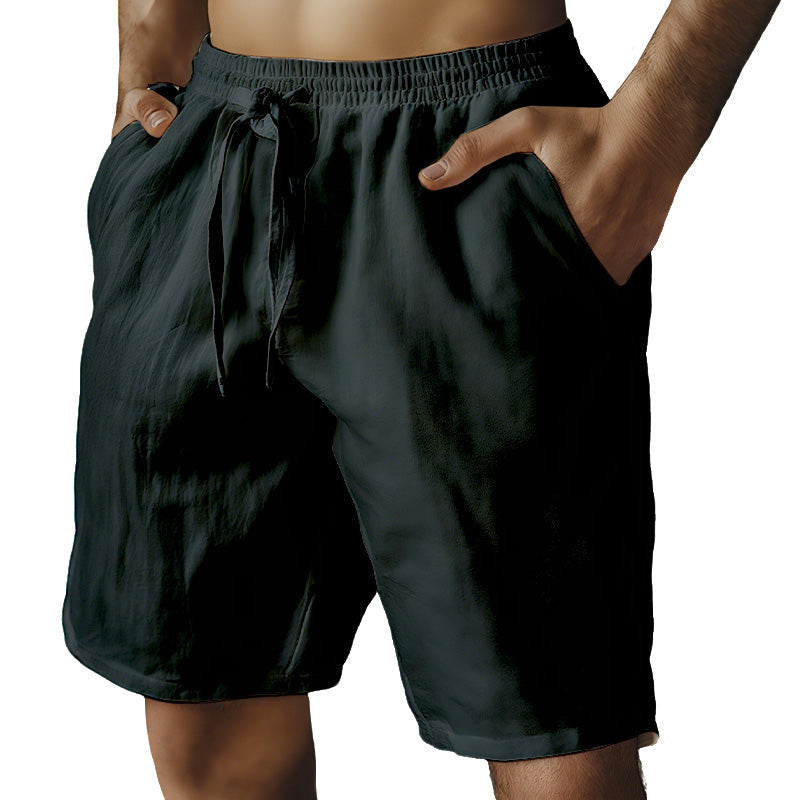 Herren-Shorts aus Baumwollleinen mit elastischem Kordelzug