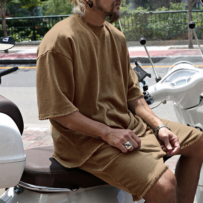 Herren Freizeitanzug mit Shorts, einfarbig, zweiteilig