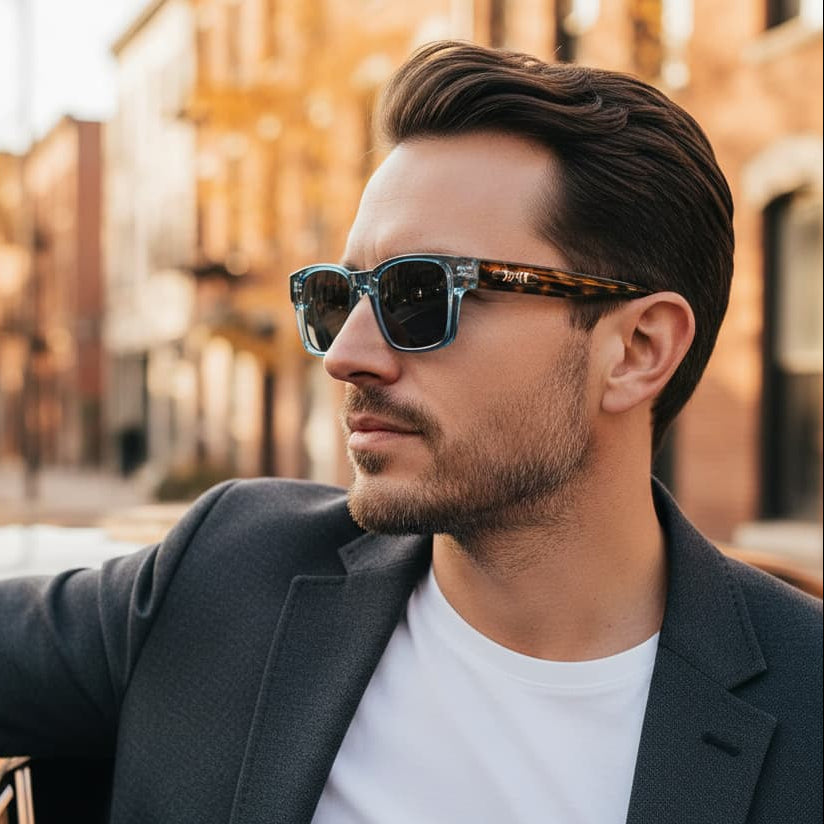 Colorblock-Sonnenbrille mit eckigem Rahmen und polarisierten Gläsern im Retro-Stil