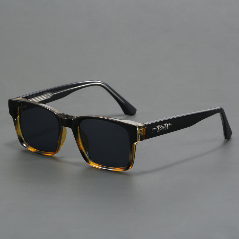 Colorblock-Sonnenbrille mit eckigem Rahmen und polarisierten Gläsern im Retro-Stil