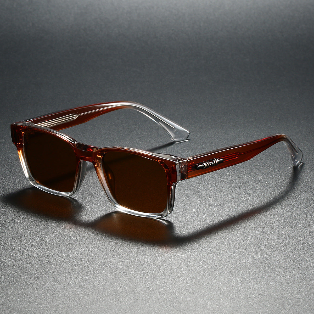 Colorblock-Sonnenbrille mit eckigem Rahmen und polarisierten Gläsern im Retro-Stil
