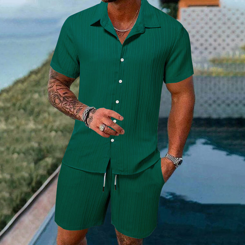 Herren-Freizeitset – Hemd mit Ärmeln & Shorts, locker und bequem für Strand und Freizeit 👕👖
