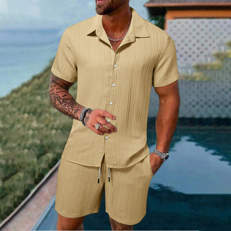 Herren-Freizeitset – Hemd mit Ärmeln & Shorts, locker und bequem für Strand und Freizeit 👕👖