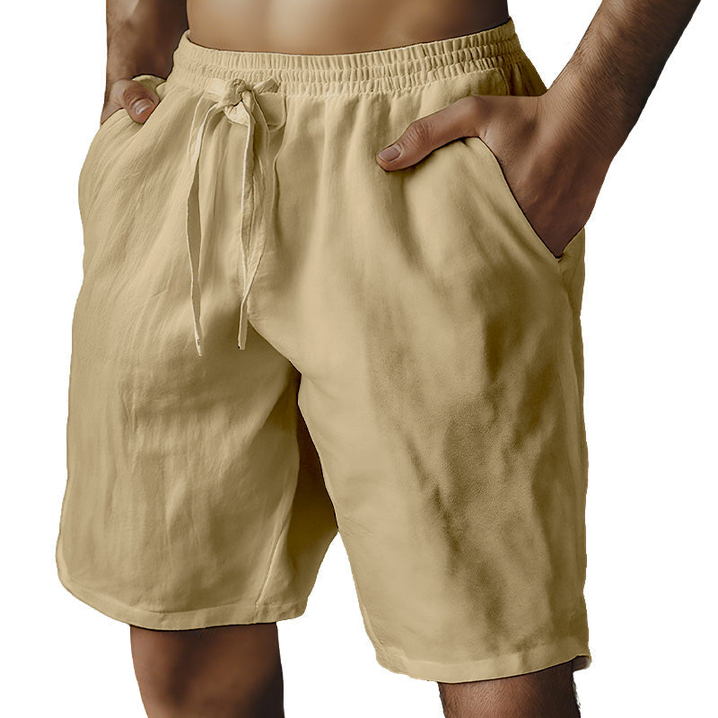 Herren-Shorts aus Baumwollleinen mit elastischem Kordelzug