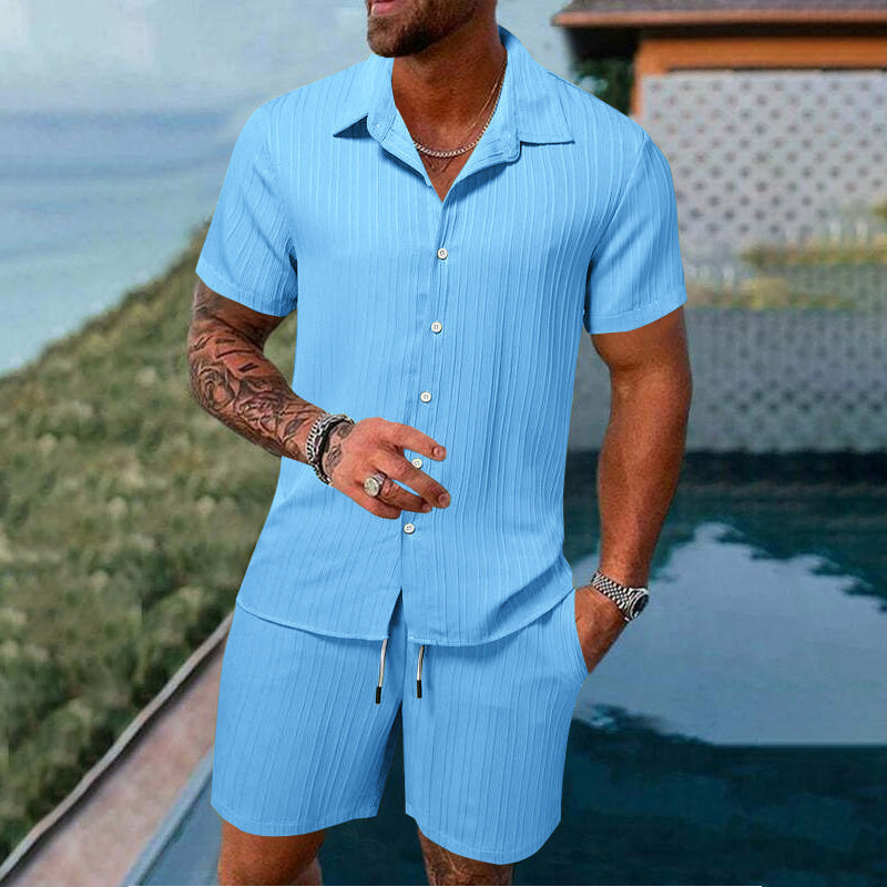 Herren-Freizeitset – Hemd mit Ärmeln & Shorts, locker und bequem für Strand und Freizeit 👕👖