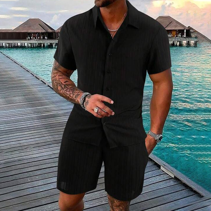 Herren-Freizeitset – Hemd mit Ärmeln & Shorts, locker und bequem für Strand und Freizeit 👕👖