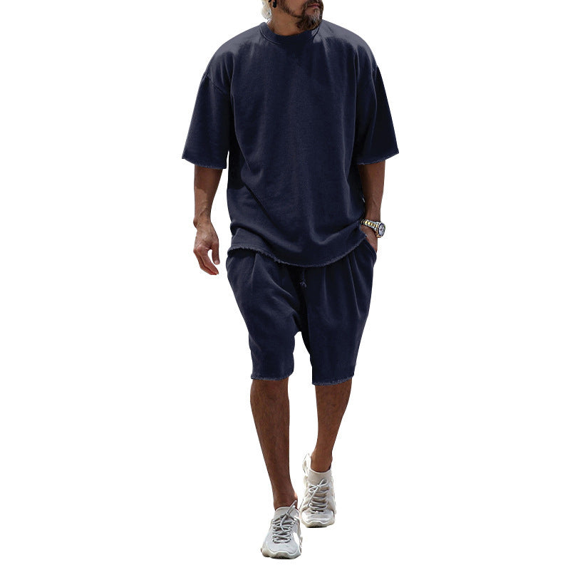Herren Freizeitanzug mit Shorts, einfarbig, zweiteilig