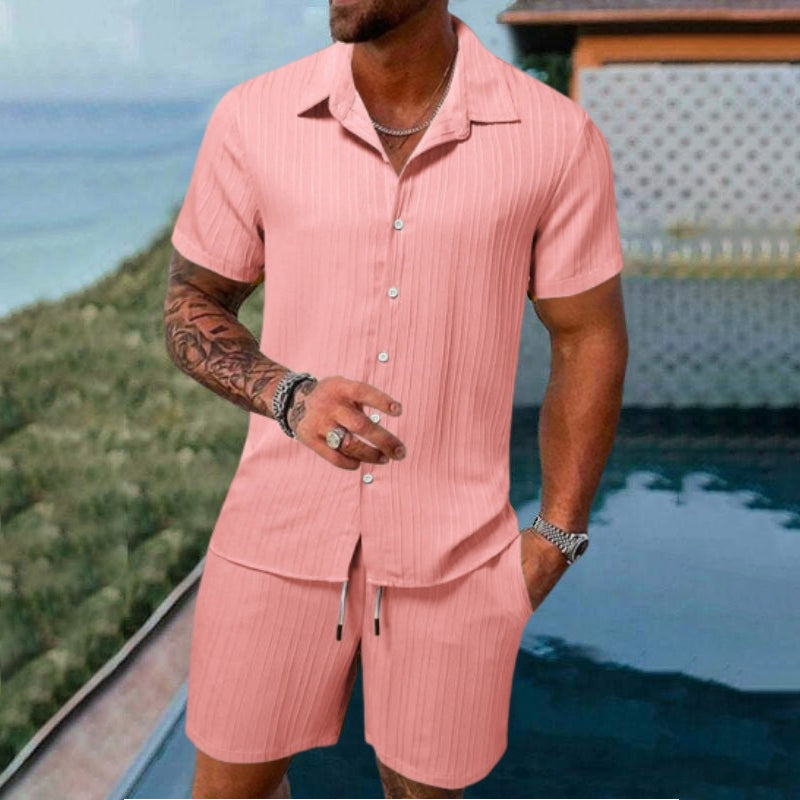Herren-Freizeitset – Hemd mit Ärmeln & Shorts, locker und bequem für Strand und Freizeit 👕👖